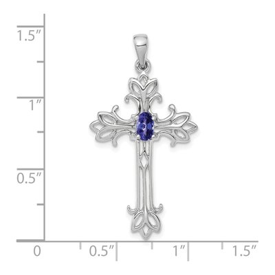 14K White Gold Tanzanite Cross Pendant – view 2
