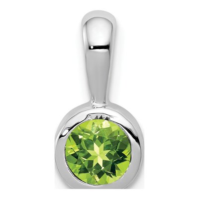 14K White Gold Peridot Bezel Pendant