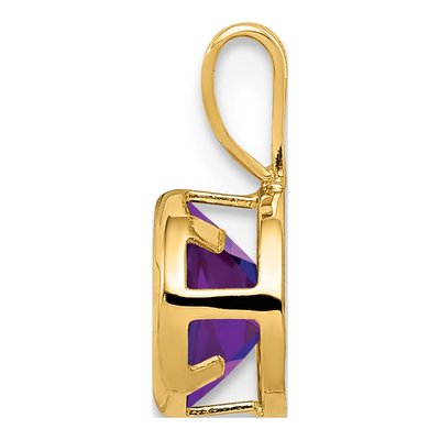 14K Yellow Gold Amethyst Round Bezel Pendant – view 2