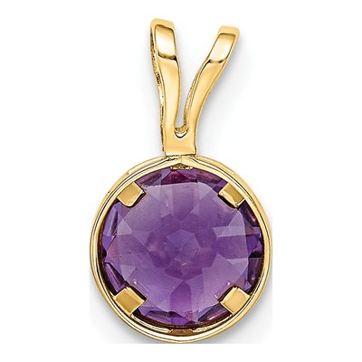 14K Yellow Gold Amethyst Round Bezel Pendant – view 3