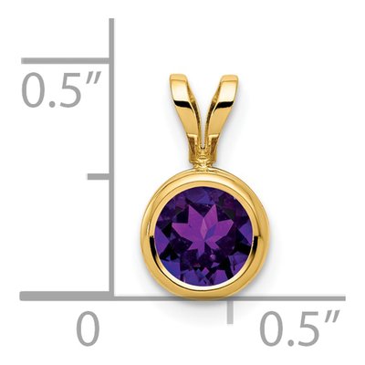 14K Yellow Gold Amethyst Round Bezel Pendant – view 4