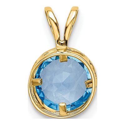 14K Yellow Gold Swiss Blue Topaz Bezel Pendant – view 4