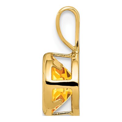 14K Yellow Gold Citrine Round Bezel Pendant – view 3