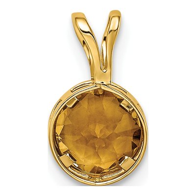 14K Yellow Gold Citrine Round Bezel Pendant – view 4