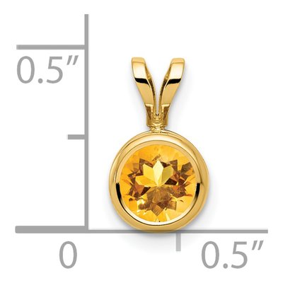 14K Yellow Gold Citrine Round Bezel Pendant – view 5