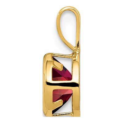14K Yellow Gold Garnet Round Bezel Pendant – view 3
