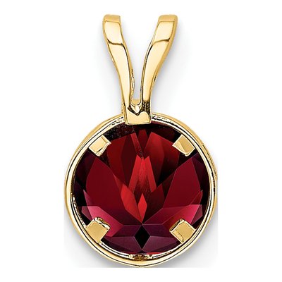 14K Yellow Gold Garnet Round Bezel Pendant – view 4