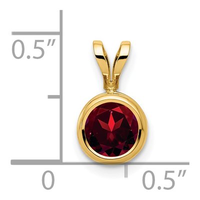 14K Yellow Gold Garnet Round Bezel Pendant – view 5