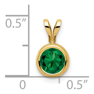 14K Yellow Gold Lab-Created Helenite Mount St Helens Bezel Pendant – view 2