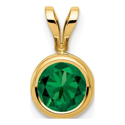 14K Yellow Gold Lab-Created Helenite Mount St Helens Bezel Pendant