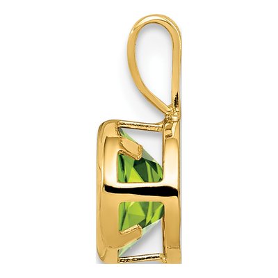 14K Yellow Gold Peridot Round Bezel Pendant – view 3