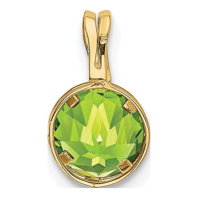 14K Yellow Gold Peridot Round Bezel Pendant – view 4