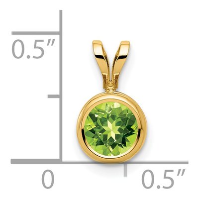 14K Yellow Gold Peridot Round Bezel Pendant – view 5