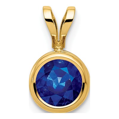 14K Yellow Gold Sapphire Bezel-Set Pendant
