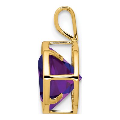 14K Yellow Gold Amethyst Round Bezel Pendant – view 3