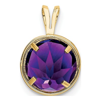 14K Yellow Gold Amethyst Round Bezel Pendant – view 4