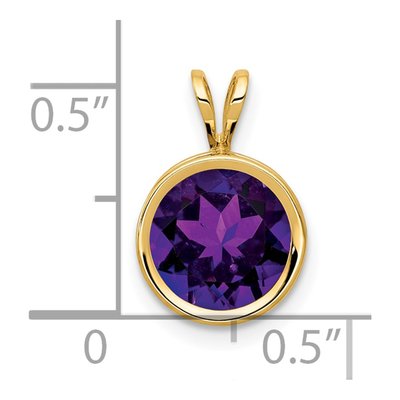 14K Yellow Gold Amethyst Round Bezel Pendant – view 5