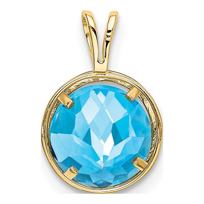 14K Yellow Gold Swiss Blue Topaz Bezel Pendant – view 4