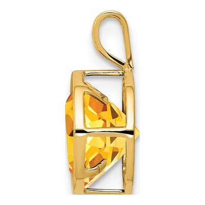 14K Yellow Gold Citrine Round Bezel Pendant – view 3