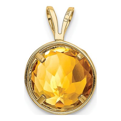 14K Yellow Gold Citrine Round Bezel Pendant – view 4
