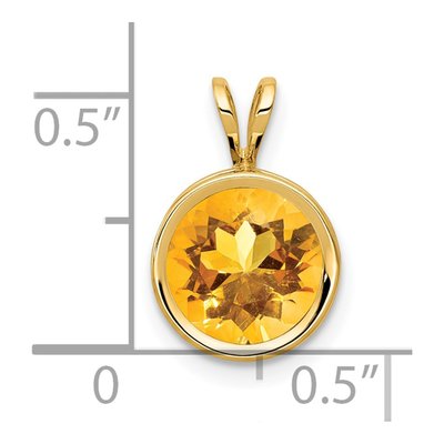 14K Yellow Gold Citrine Round Bezel Pendant – view 5
