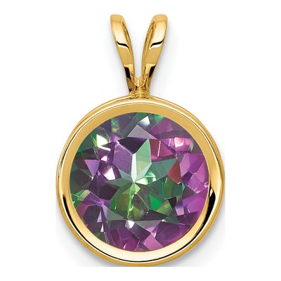 14K Yellow Gold Mystic Fire Topaz Fire Bezel Pendant