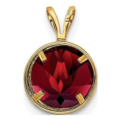 14K Yellow Gold Garnet Round Bezel Pendant – view 4