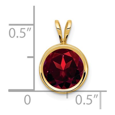 14K Yellow Gold Garnet Round Bezel Pendant – view 5