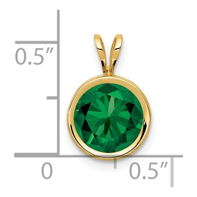 14K Yellow Gold Lab-Created Helenite Mount St Helens Bezel Pendant – view 2