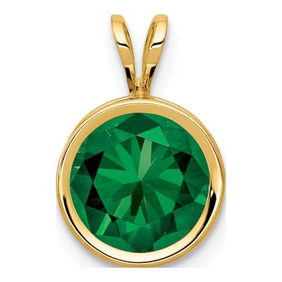 14K Yellow Gold Lab-Created Helenite Mount St Helens Bezel Pendant