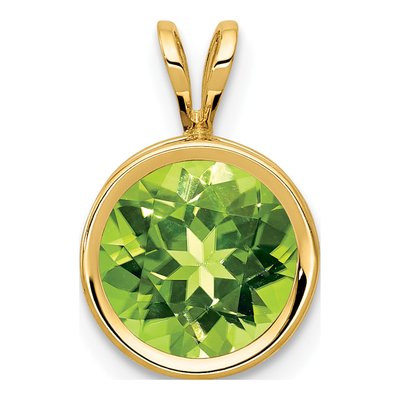 14K Yellow Gold Peridot Bezel Pendant