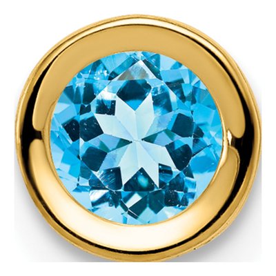14K Yellow Gold Swiss Blue Topaz Bezel Slide Pendant