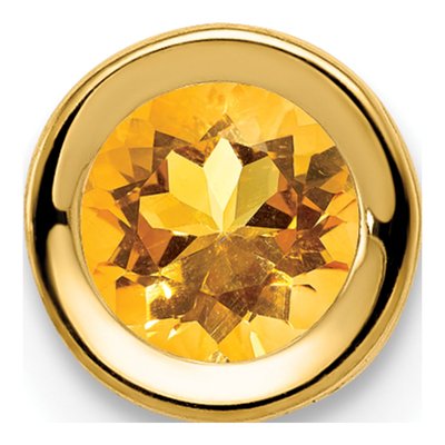 14K Yellow Gold Citrine Round Bezel Slide Pendant