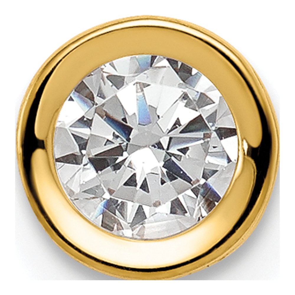 14K Yellow Gold CZ Bezel Chain Slide Pendant