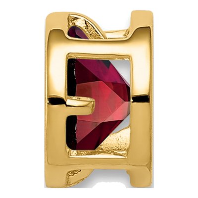 14K Yellow Gold Garnet Round Bezel Slide Pendant – view 2