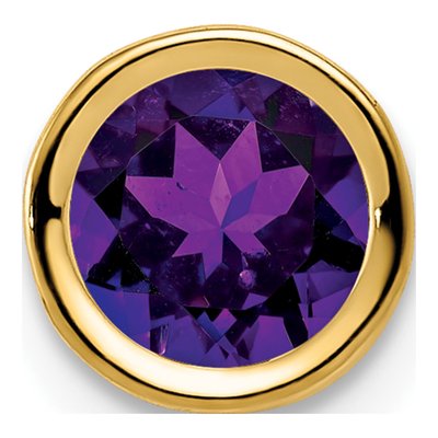 14K Yellow Gold Amethyst Bezel Slide Pendant