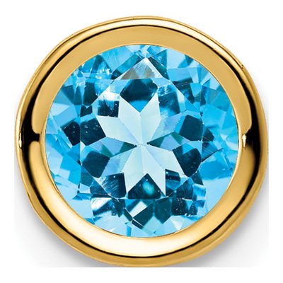 14K Yellow Gold Swiss Blue Topaz Bezel Slide Pendant