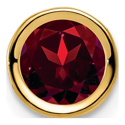 14K Yellow Gold Garnet Round Bezel Slide Pendant