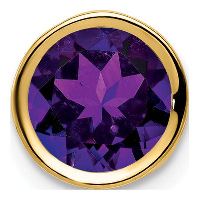 14K Yellow Gold Amethyst Round Bezel Slide Pendant