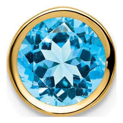 14K Yellow Gold Swiss Blue Topaz Bezel Slide Pendant