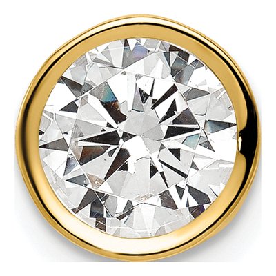 14K Yellow Gold CZ Bezel Slide Pendant
