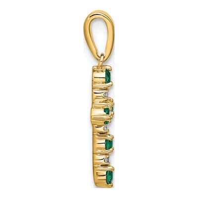 14K Yellow Gold 1/20 ct tw Emerald Diamond Cross Pendant – view 2