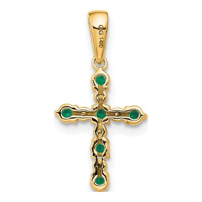 14K Yellow Gold 1/20 ct tw Emerald Diamond Cross Pendant – view 3