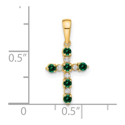 14K Yellow Gold 1/20 ct tw Emerald Diamond Cross Pendant – view 4