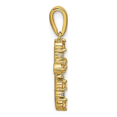 14K Yellow Gold 1/20 ct tw Citrine & Diamond Cross Pendant – view 2