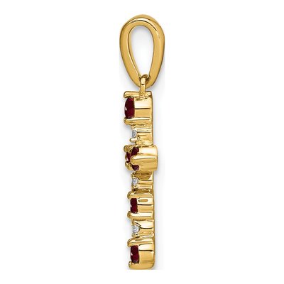 14K Yellow Gold 1/20 ct tw Garnet & Diamond Cross Pendant – view 2