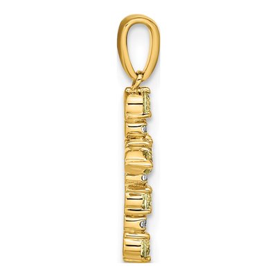 14K Yellow Gold 1/20 ct tw Peridot & Diamond Cross Pendant – view 2