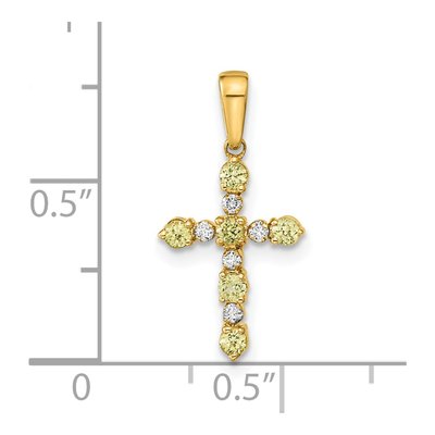 14K Yellow Gold 1/20 ct tw Peridot & Diamond Cross Pendant – view 4