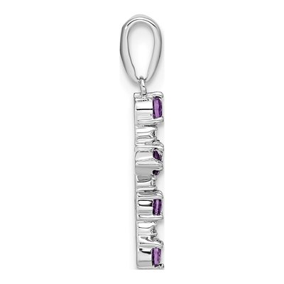 14K White Gold 1/20 ct tw Amethyst & Diamond Cross Pendant – view 3