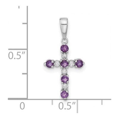 14K White Gold 1/20 ct tw Amethyst & Diamond Cross Pendant – view 4
